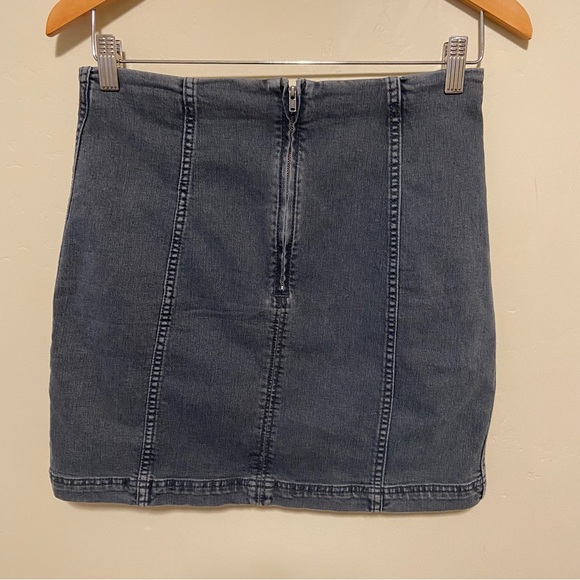 Free People Modern Femme Washed Grey Denim Mini Skirt 12 - Picture 7 of 12
